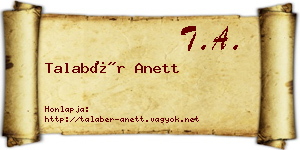 Talabér Anett névjegykártya